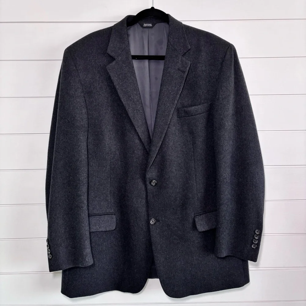 Pavone Cashmere Jacket Mens‎ 46L Cashmere Black Blazer Sport Coat Classic